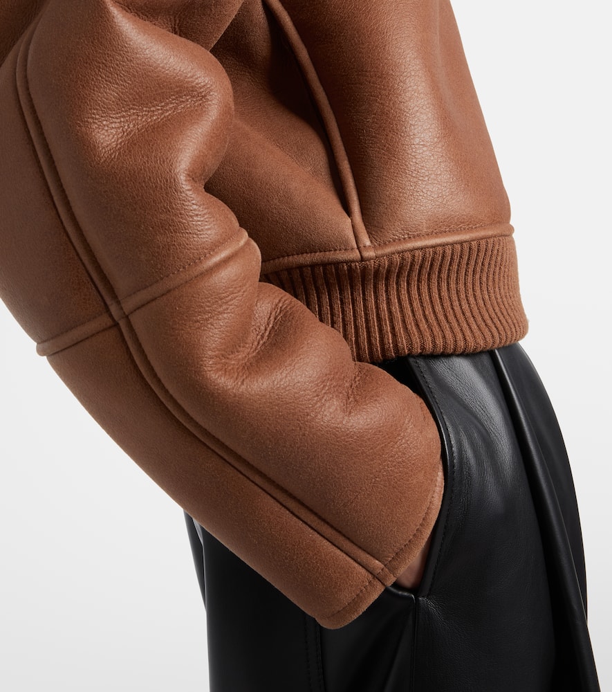 Loewe Shearling-trimmed Leather Blouson In Brown