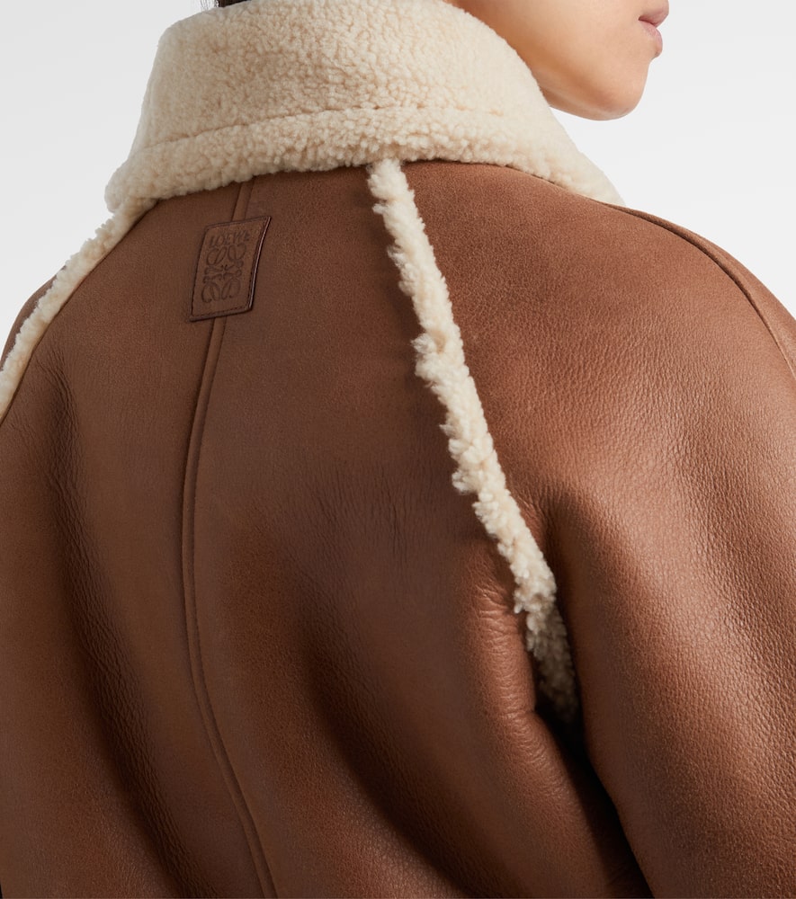 Loewe Shearling-trimmed Leather Blouson In Brown