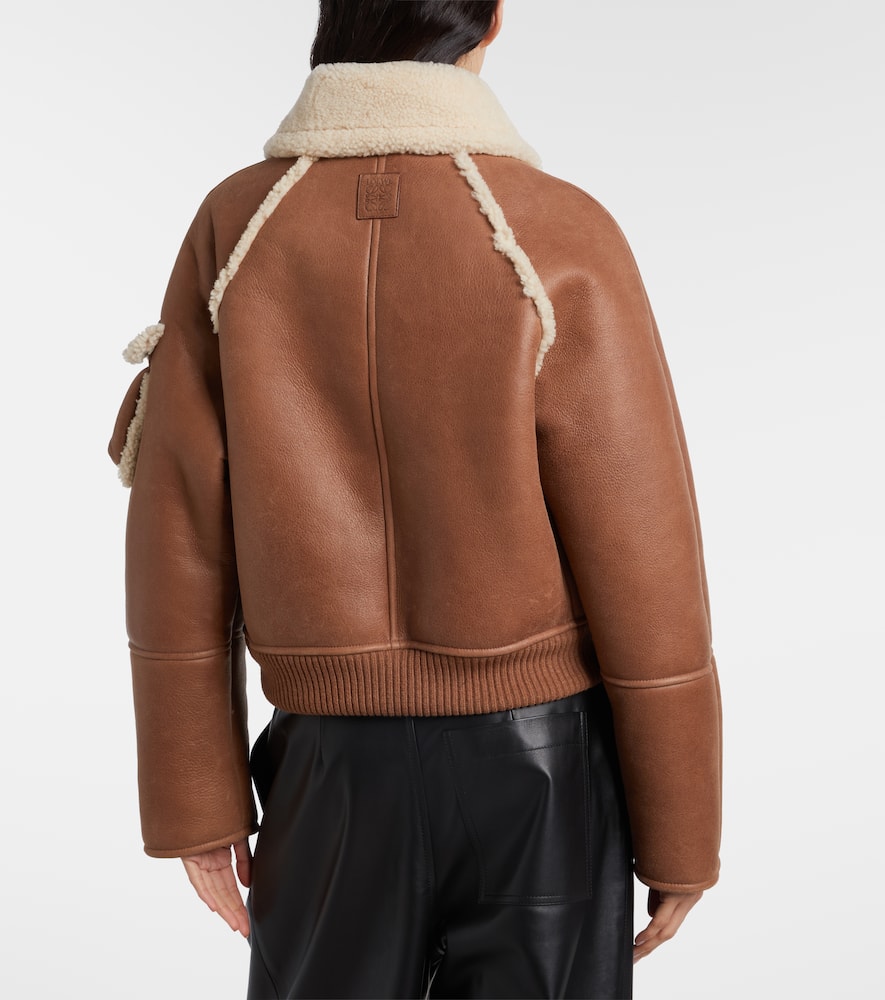 Loewe Shearling-trimmed Leather Blouson In Brown