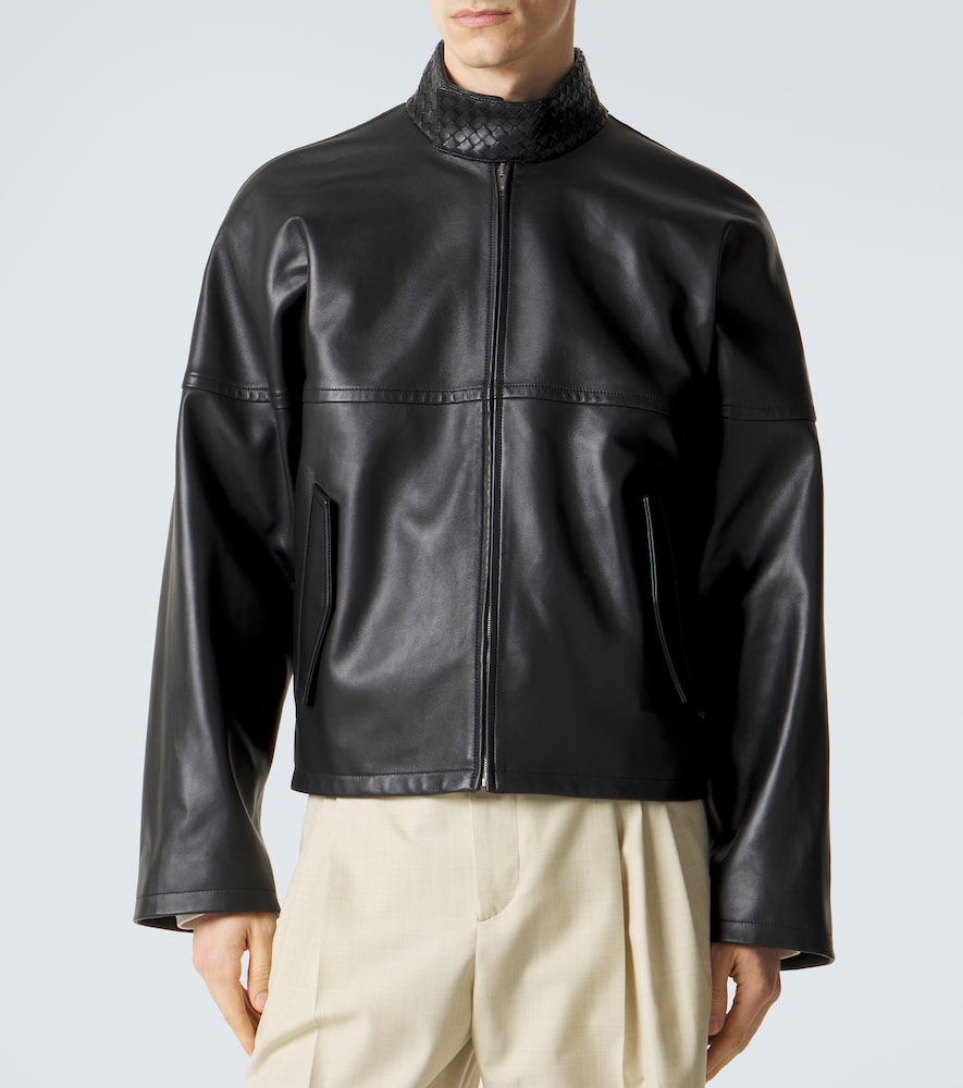 Intrecciato Leather Blouson Jacket