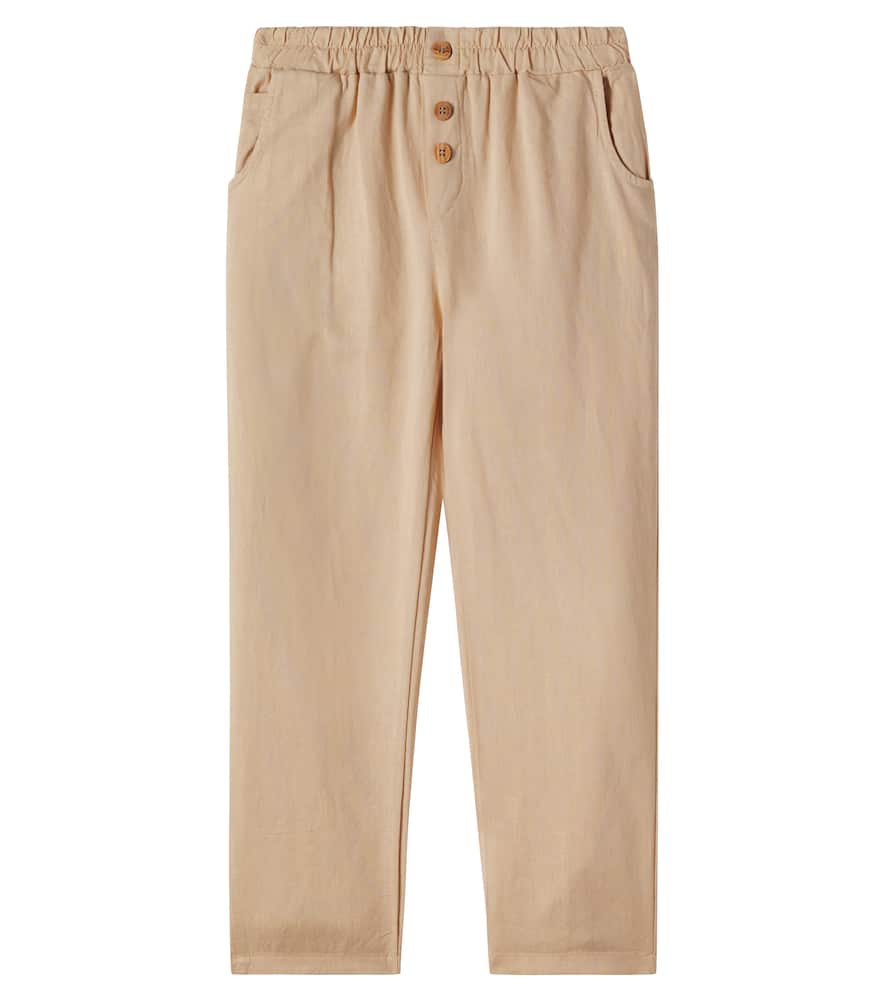 Cozmo Kids' Alfie Linen And Cotton Pants In Brown