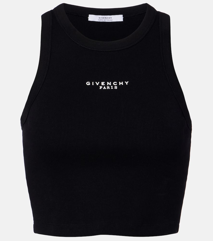 Givenchy Cropped Logo Cotton Tank Top In Black