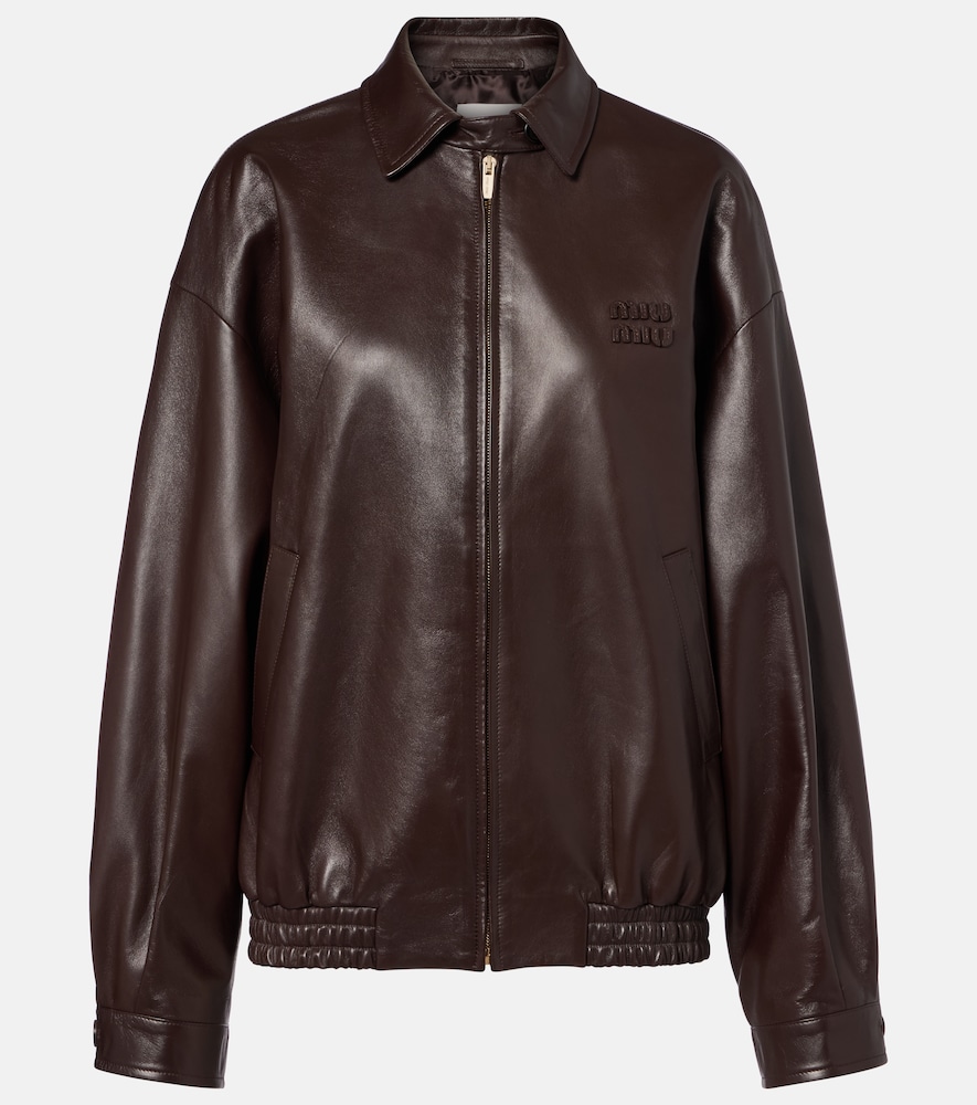 Miu Miu Logo leather jacket