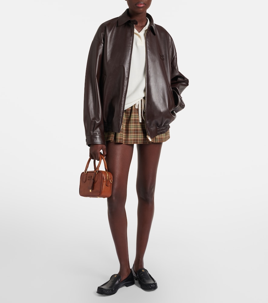  Miu Miu Miu Miu Logo Leather Jacket 