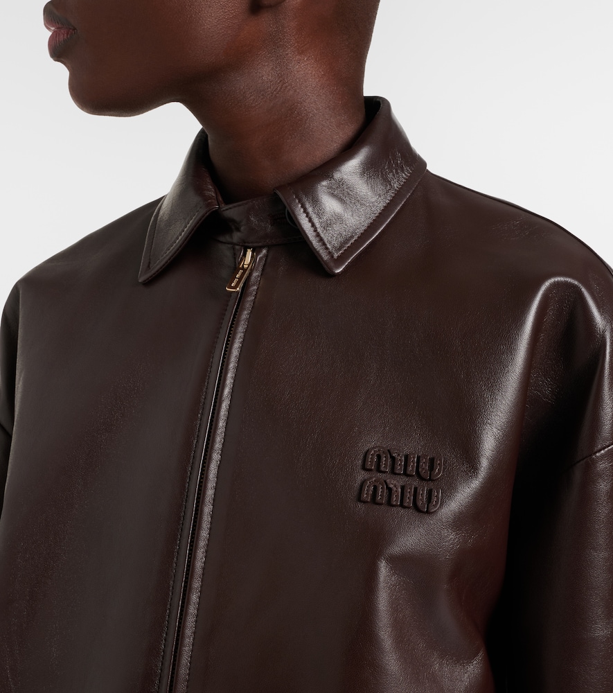  Miu Miu Miu Miu Logo Leather Jacket 