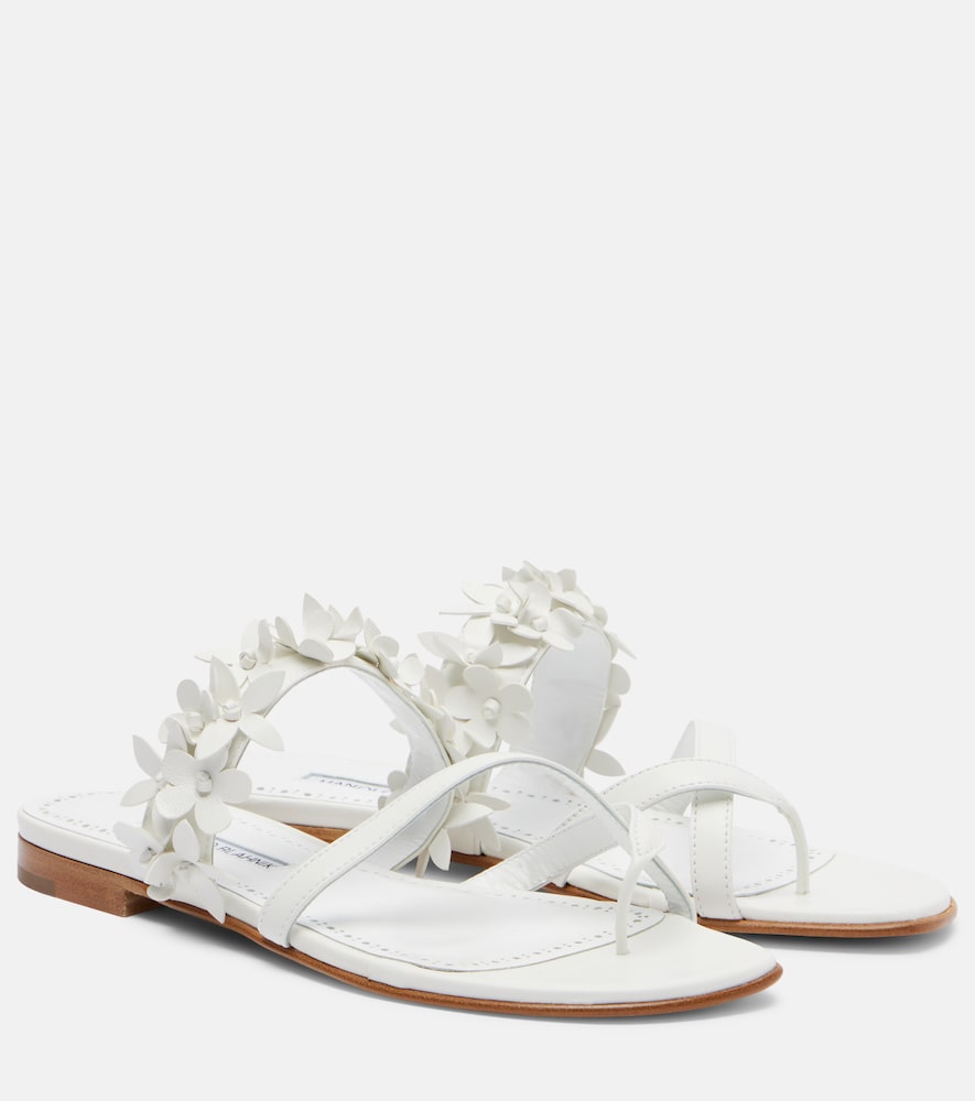 Manolo Blahnik Fiosa appliqué leather thong sandals