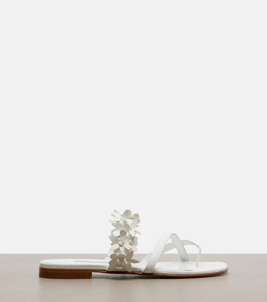 Fiosa Appliqué Leather Thong Sandals