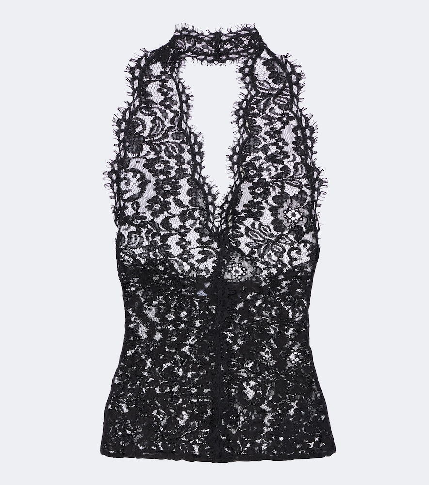 Top in pizzo con scollo all’americana