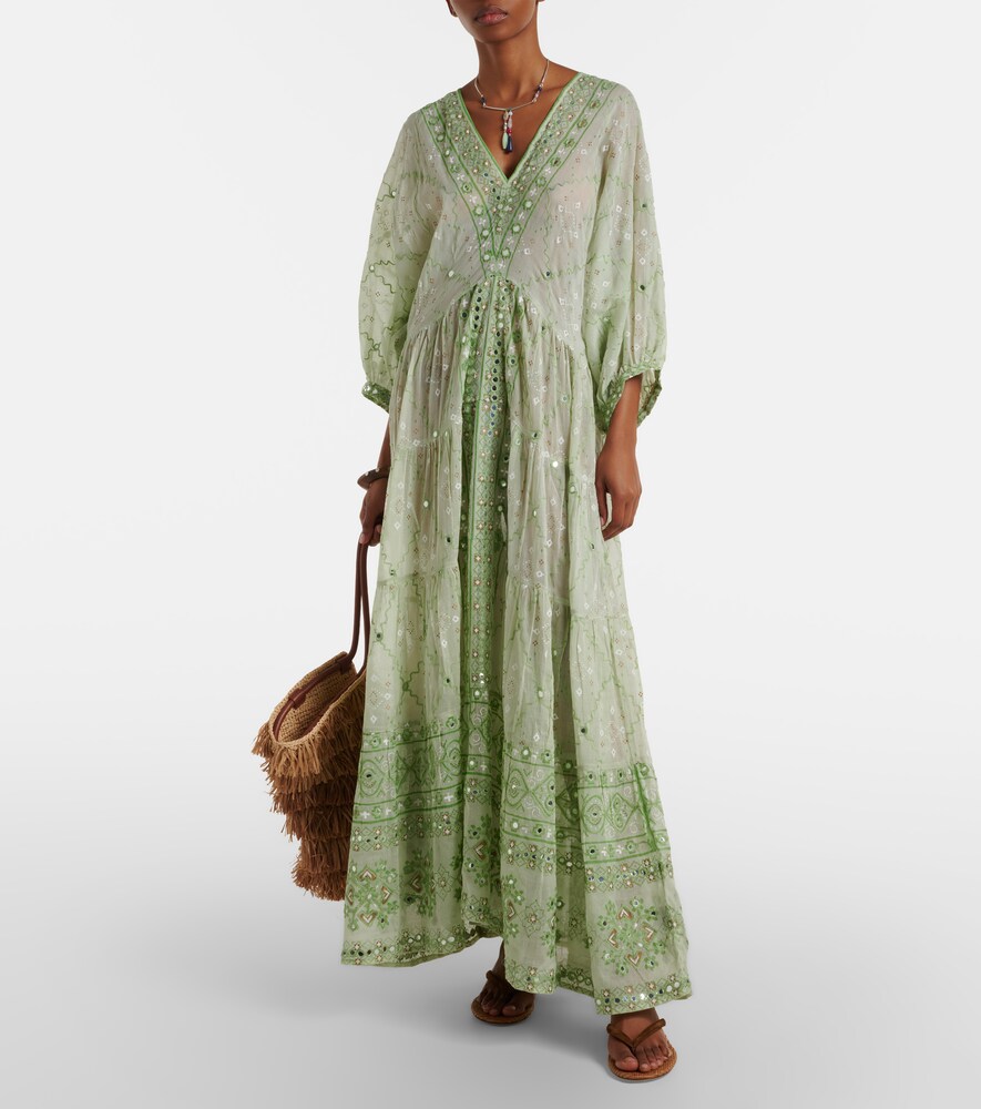 Juliet Dunn Embellished cotton maxi dress