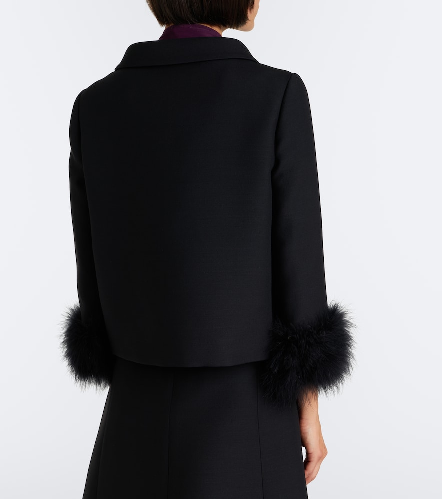 Garavani Crepe Couture Feather-Trimmed Jacket