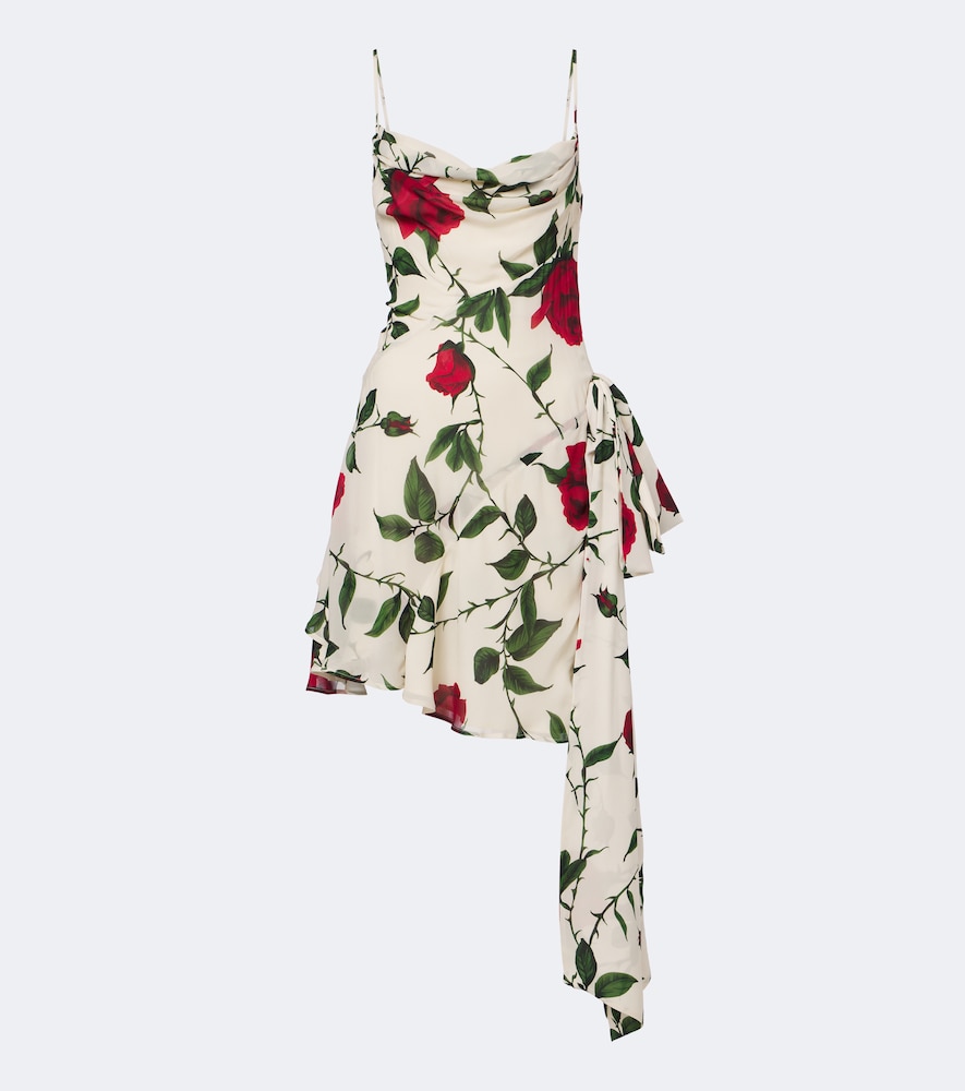 Blumarine Draped Floral Minidress In White