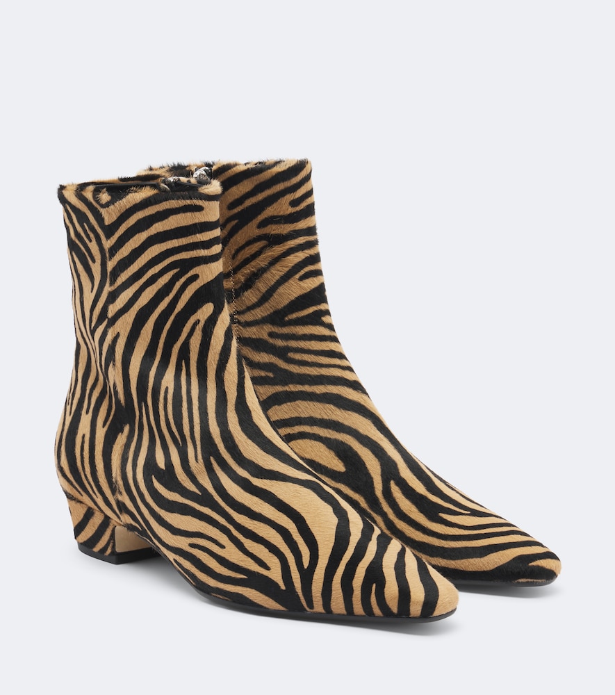 Aeyde Lila Zebra-print Calf Hair Ankle Boots In Brown