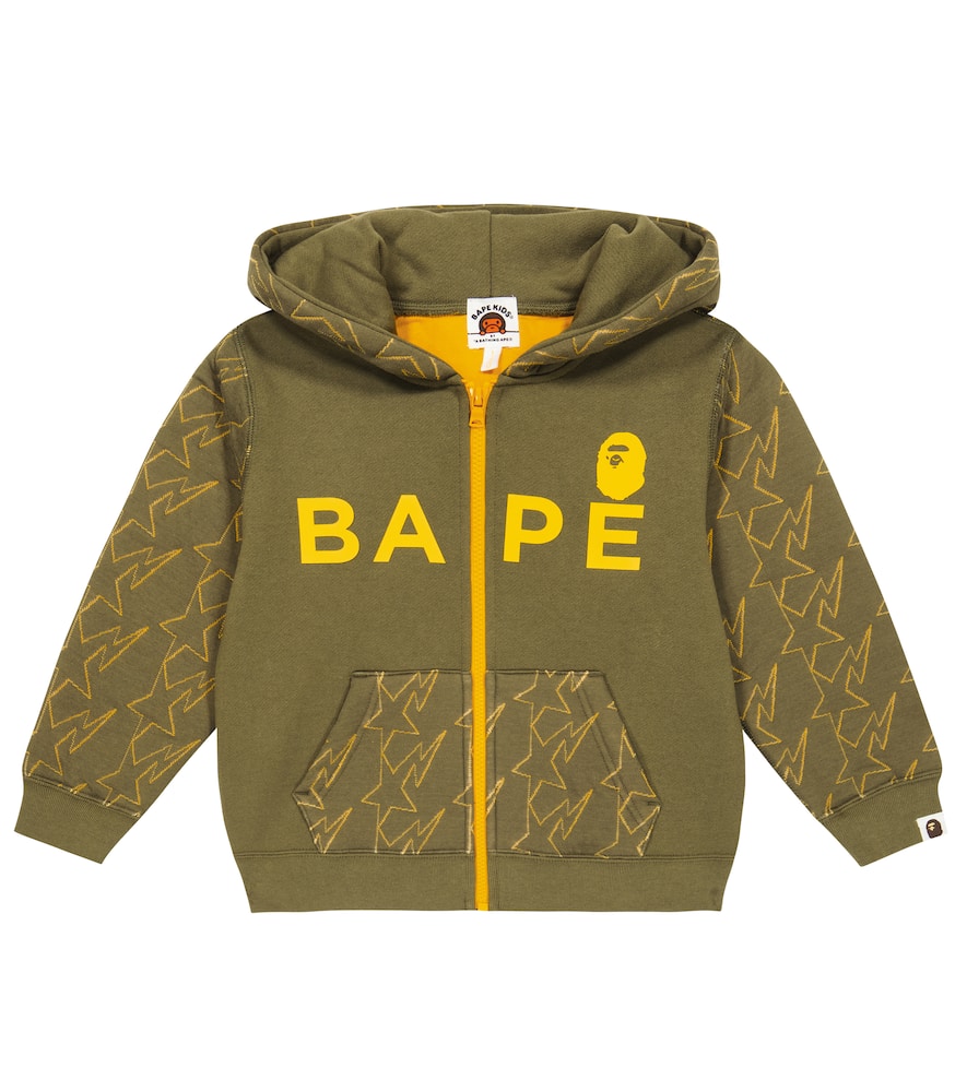 BAPE Kids Printed cotton-blend zip-up hoodie
