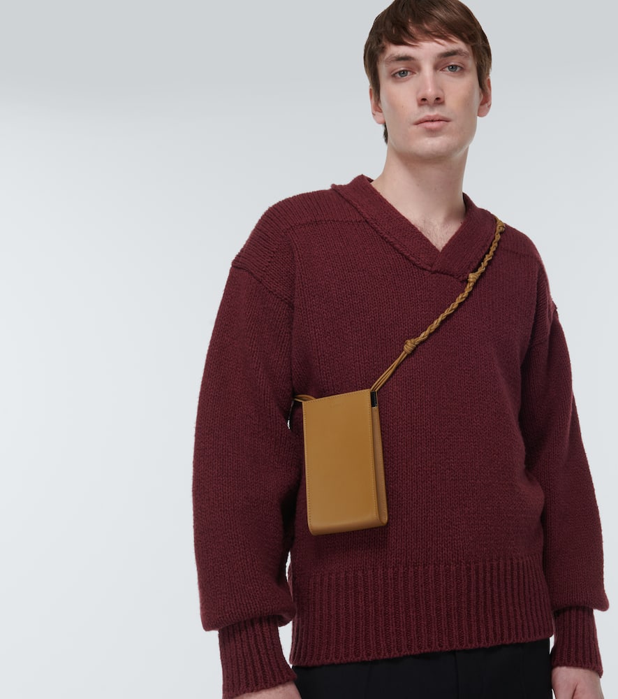 Jil Sander Embossed leather phone pouch
