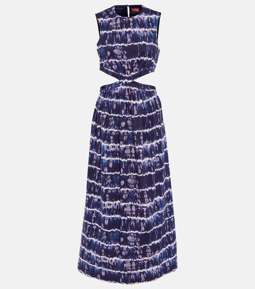 Shop Altuzarra Ashima Cutout Cotton-blend Midi Dress In Berry Blue