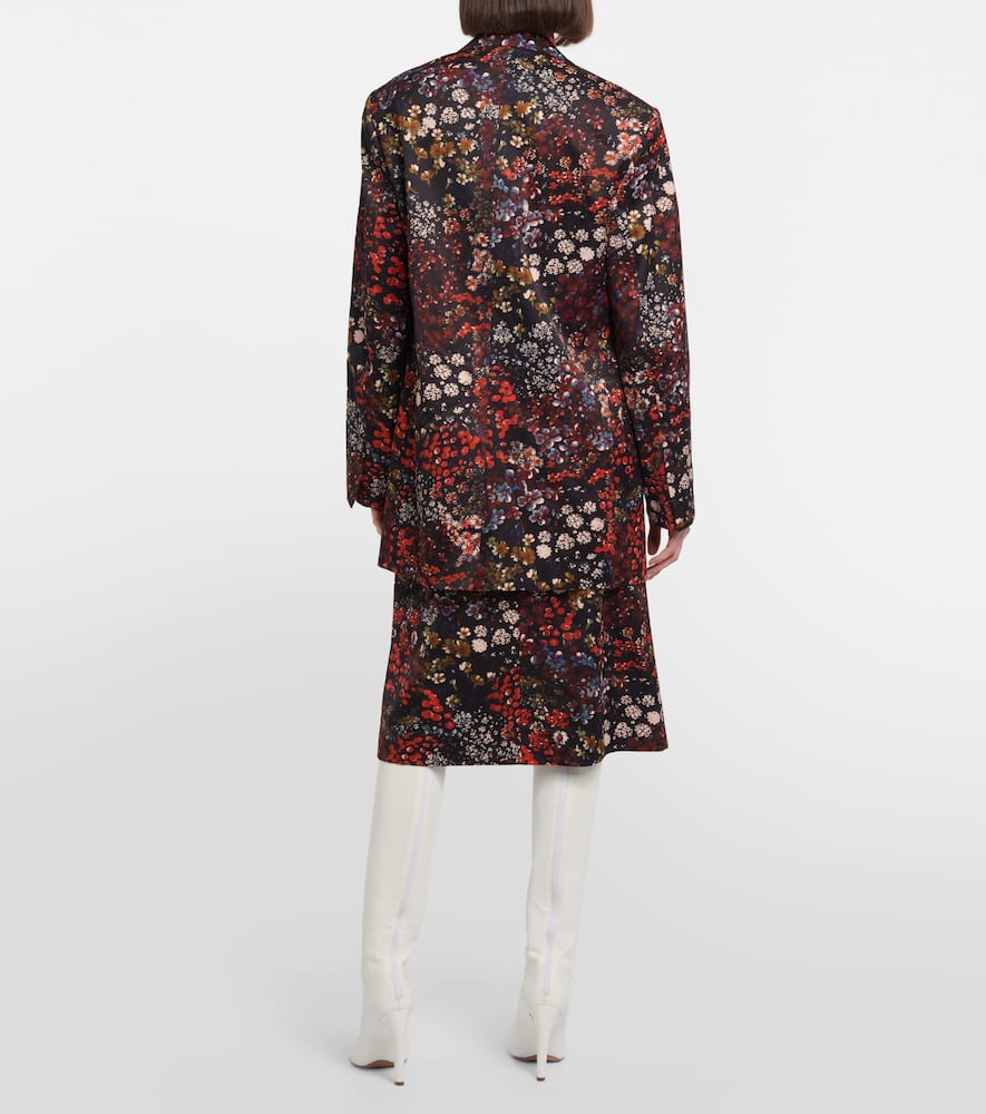 Shop Dries Van Noten Floral Cotton-blend Blazer In Red