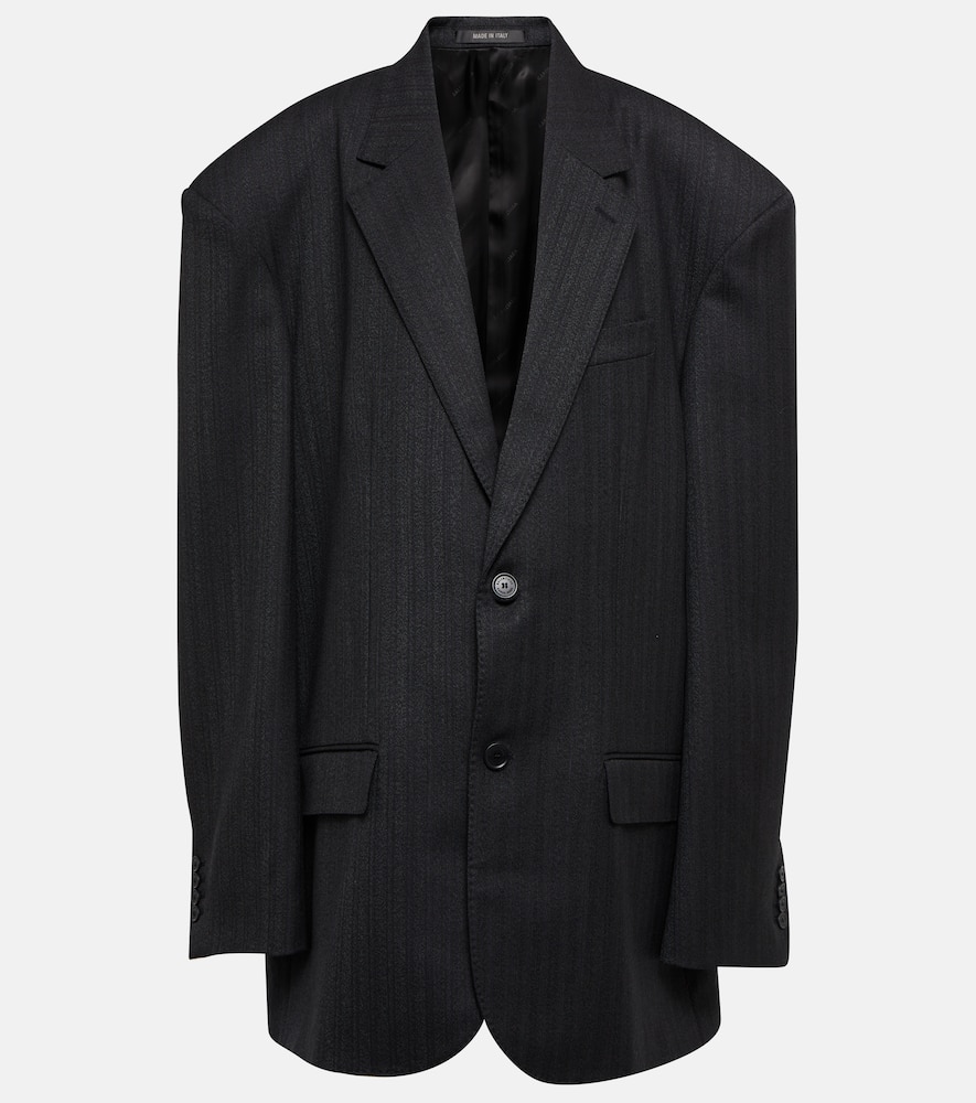 Balenciaga Oversized Wool Twill Blazer In Black