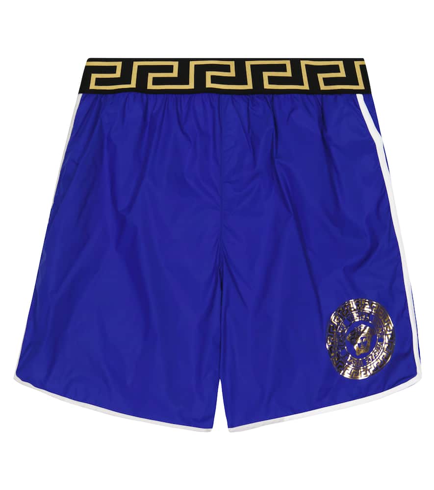 Versace Medusa Print Nylon Swim Shorts In Blue