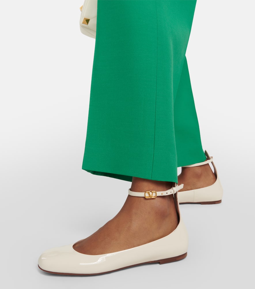 Valentino Tan-go Patent Ankle-strap Ballerina Flats In White