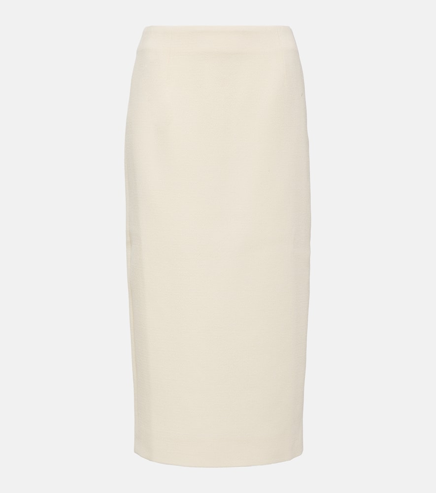 Alessandra Rich High Waisted Tweed Bouclé Midi Skirt In Multicoloured