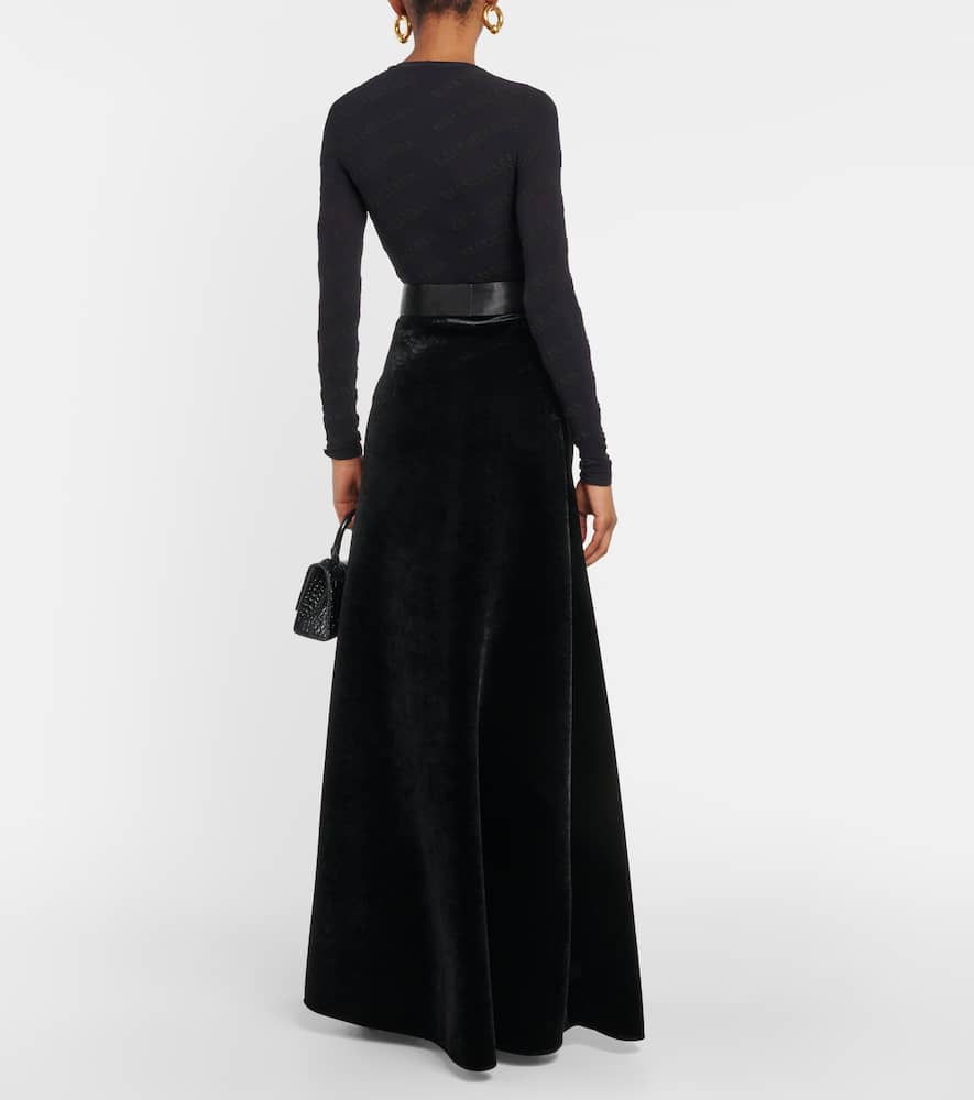 Balenciaga Maxirock Aus Samt In Schwarz