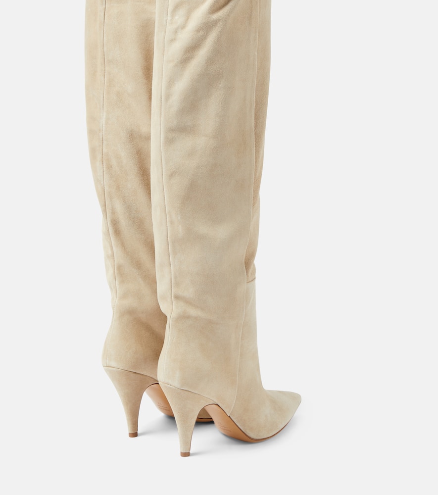 Shop Khaite River Suede Knee-high Boots In Beige