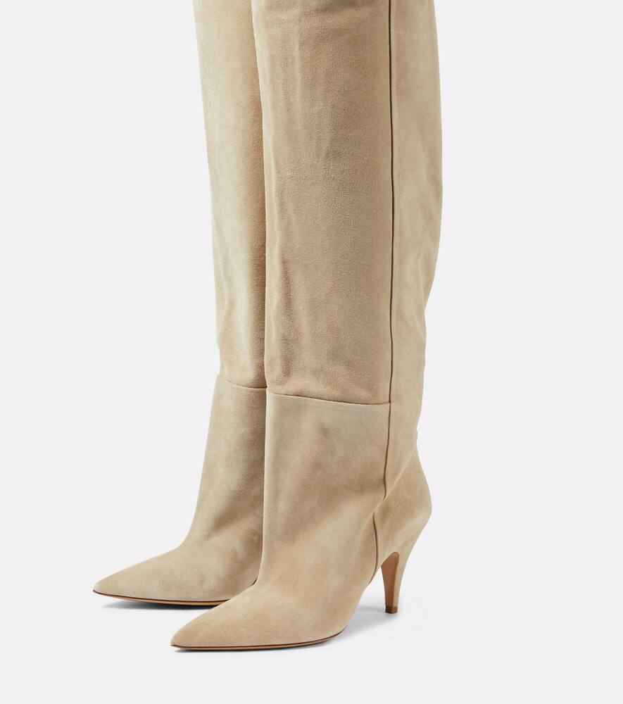 Shop Khaite River Suede Knee-high Boots In Beige