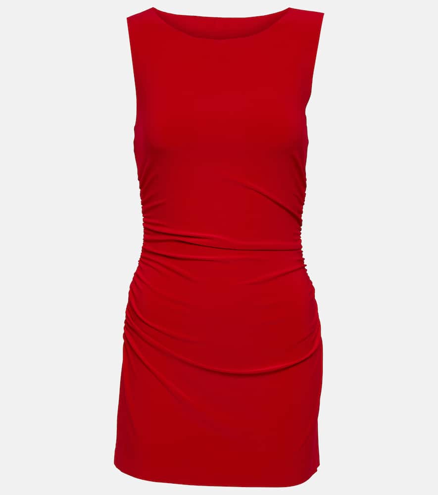 Norma Kamali Ruched Mini Dress In Red