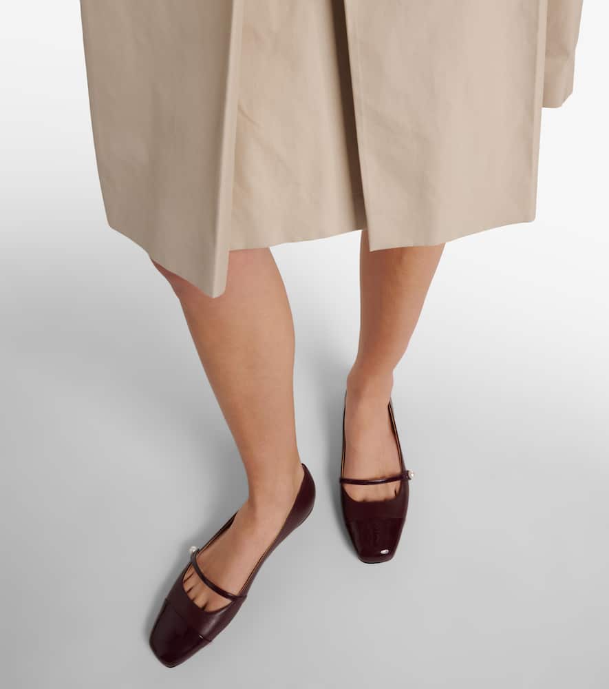 Shop Jimmy Choo Elisa Leather Mary Jane Flats In Rot