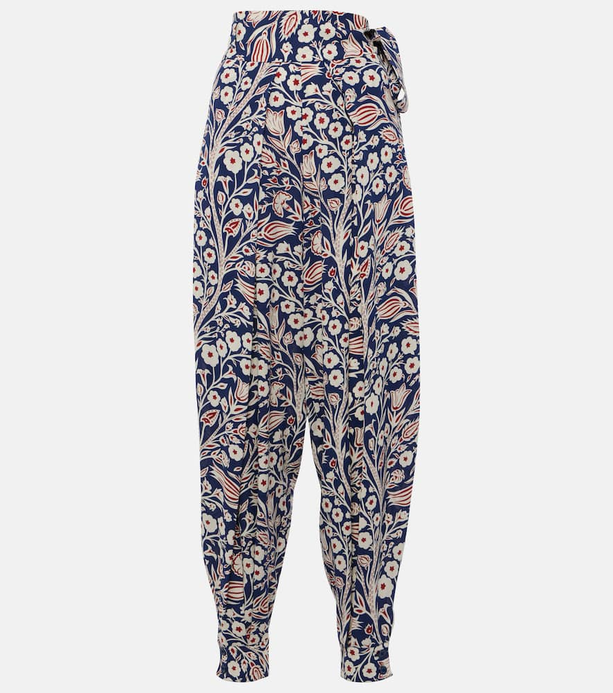 Loro Piana Printed Silk Wide-leg Pants In Multi