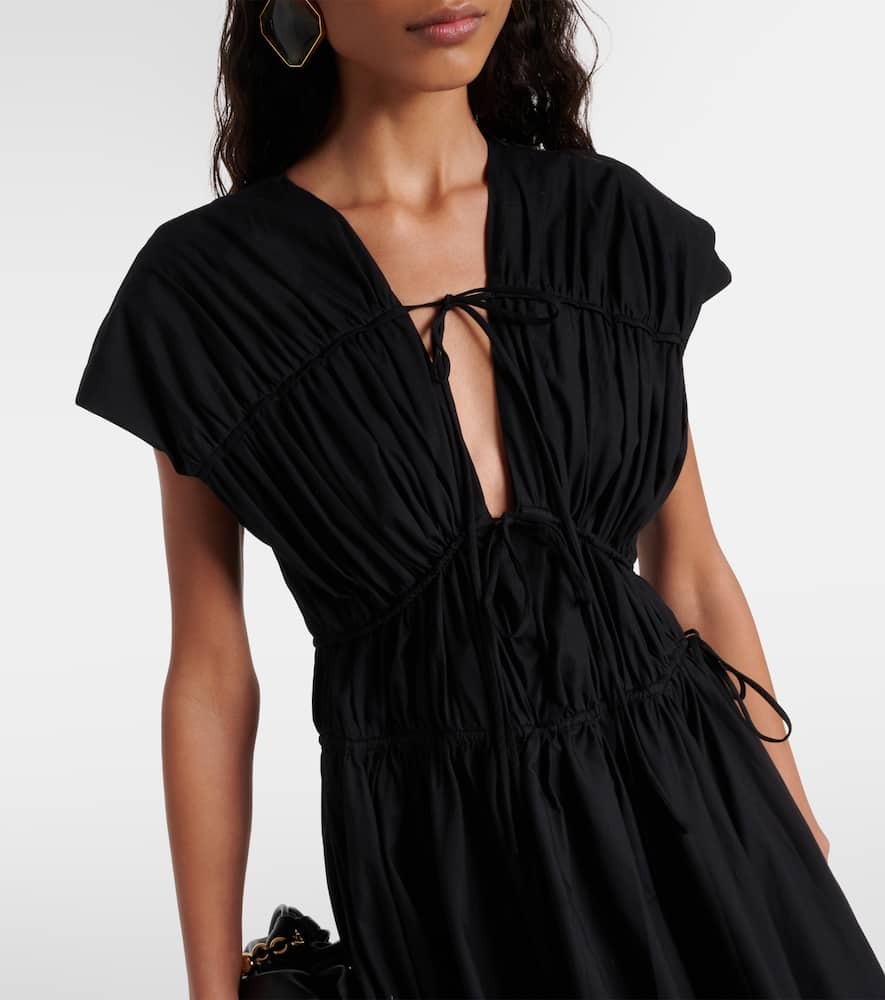 Shop Tove Ceres Gathered Cotton Midi Dress In Black