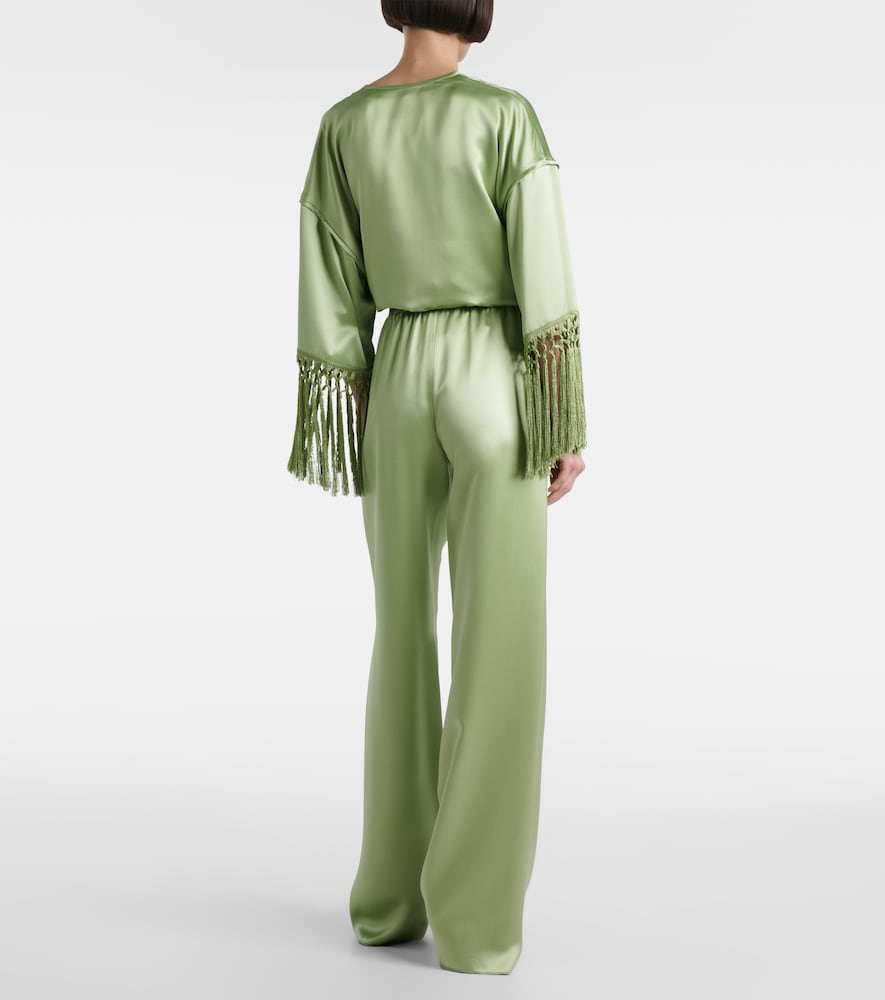  Valentino Valentino High-rise Silk Duchesse Wide-leg Pants 