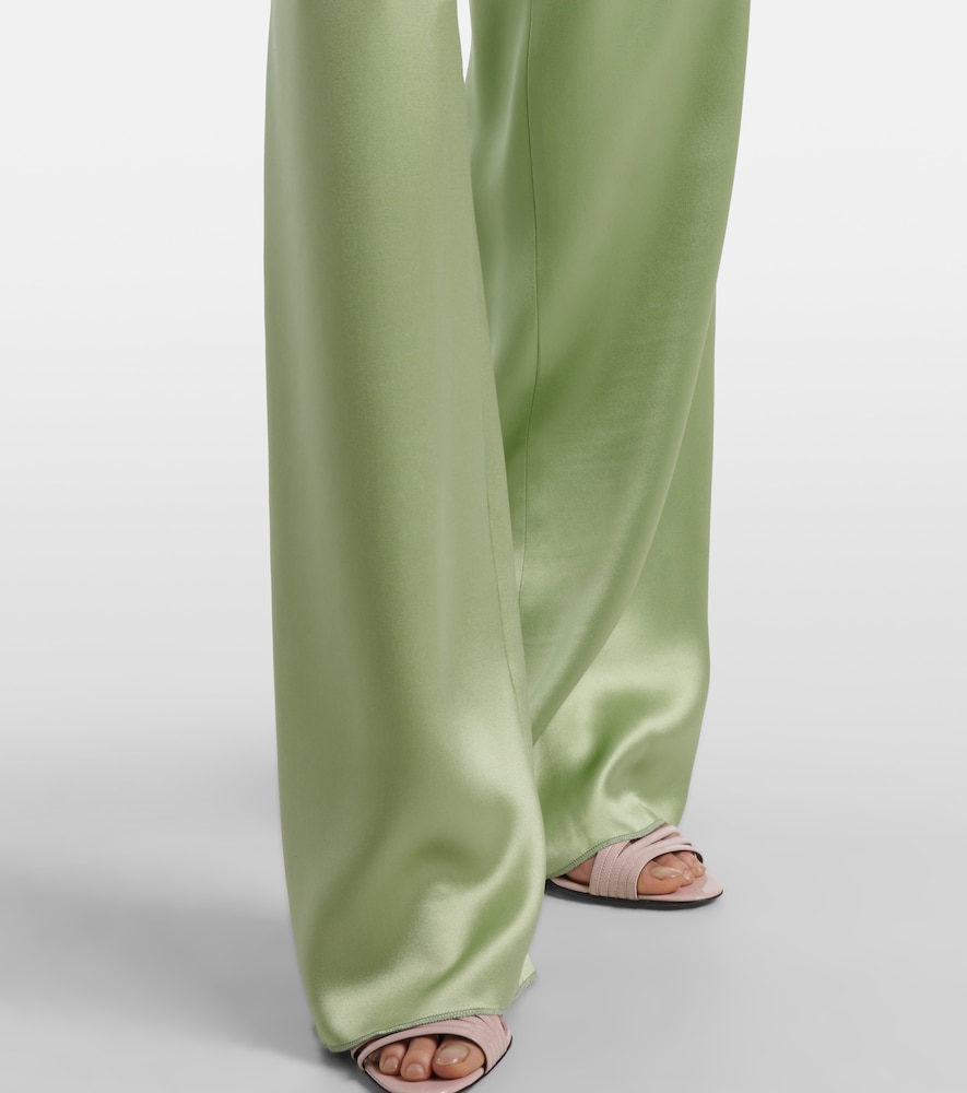  Valentino Valentino High-rise Silk Duchesse Wide-leg Pants 