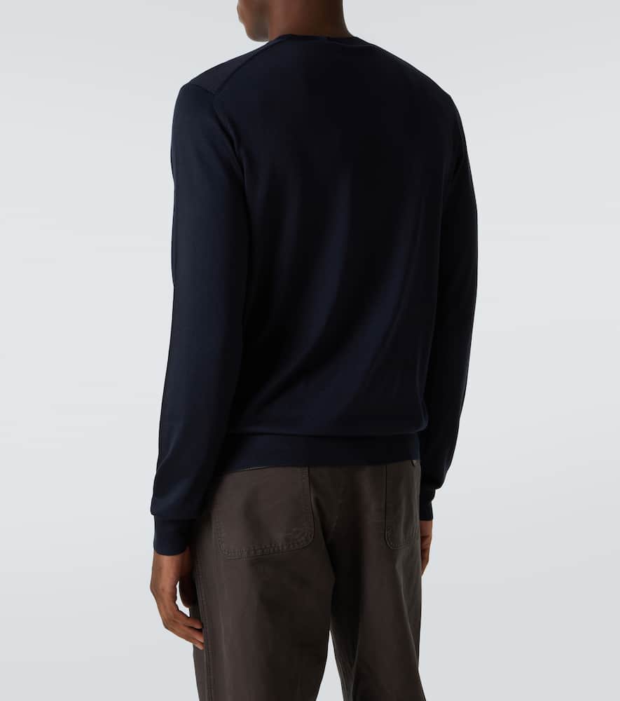Prada Logo Patch Silk Crewneck Sweater In Black