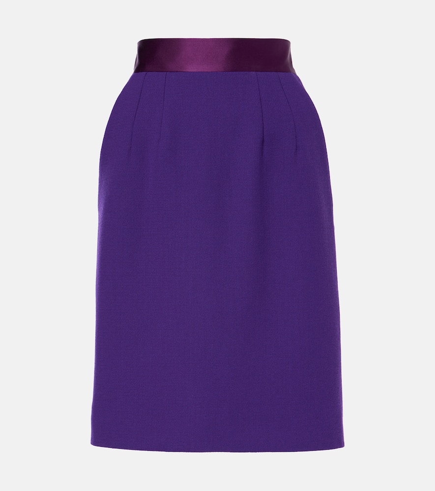 High-rise wool-blend crêpe pencil skirt
