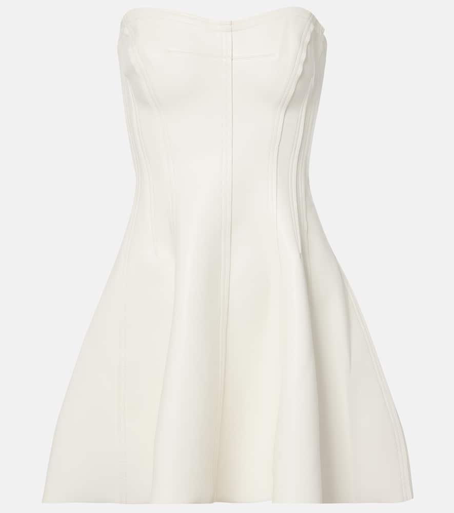 Grace floral-appliqué faux leather minidress