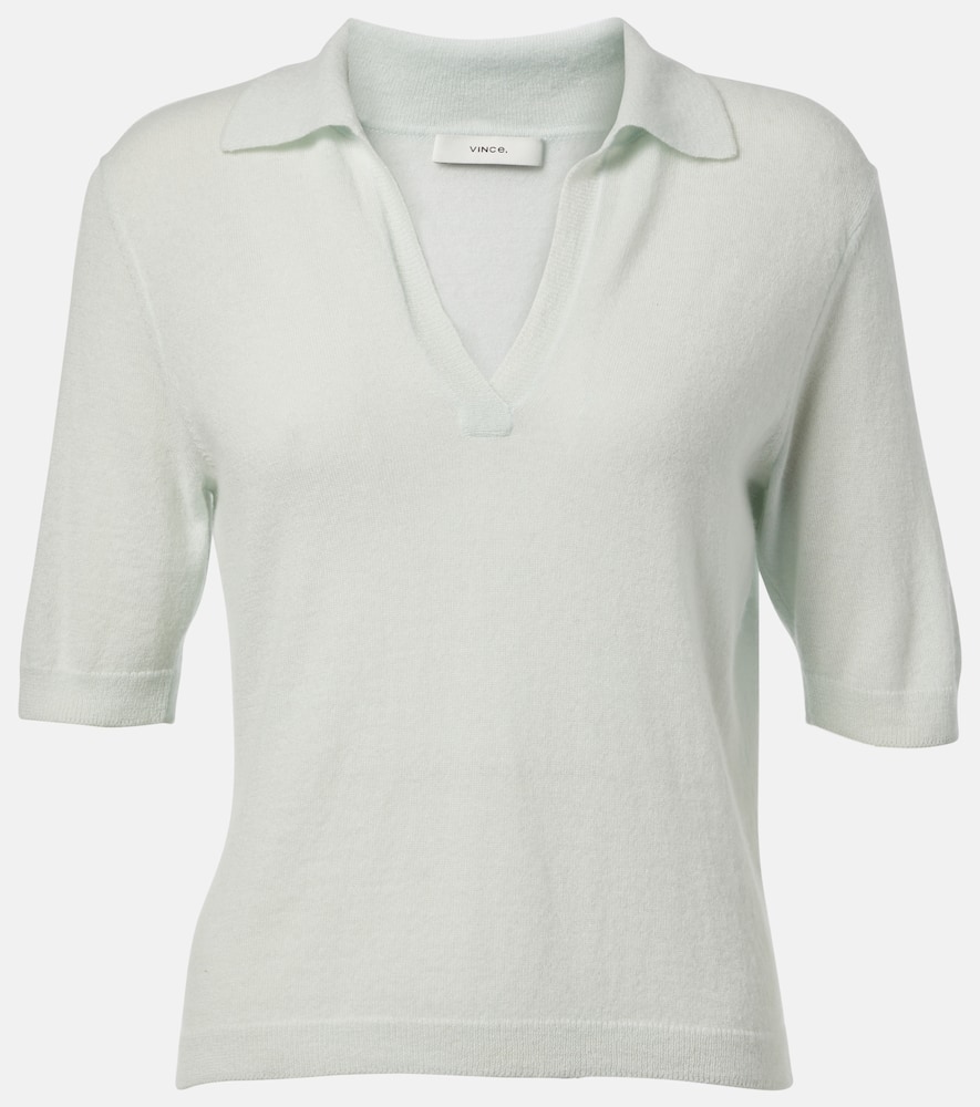 Vince Cashmere And Silk Polo Shirt In Green