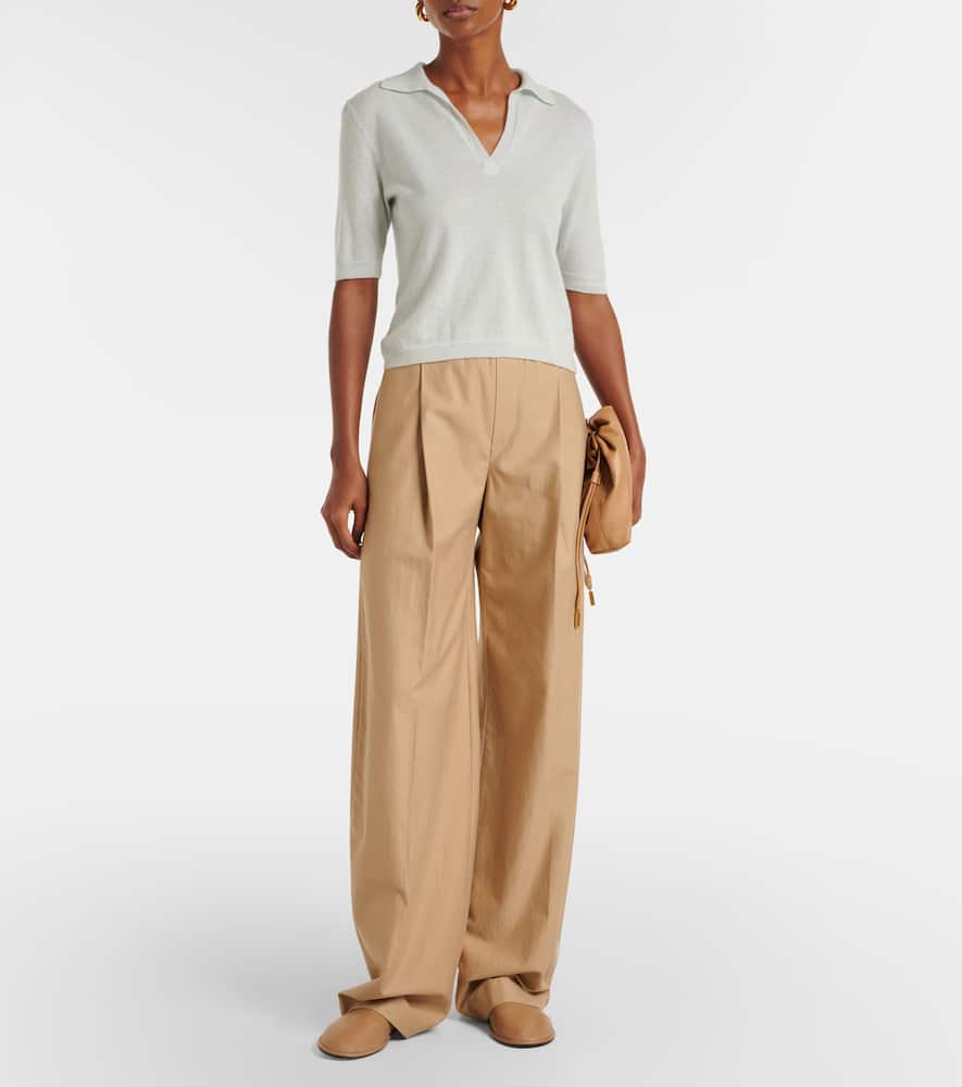 Vince Cashmere And Silk Polo Shirt In Green