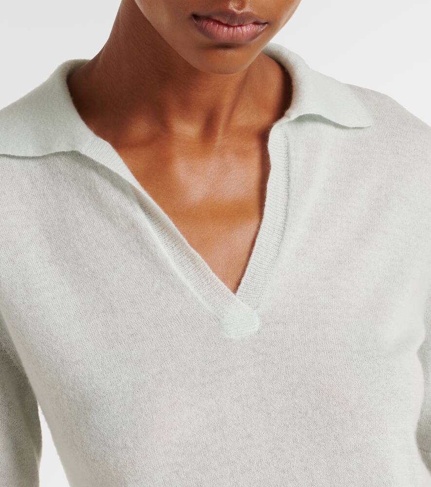 Vince Cashmere And Silk Polo Shirt In Green