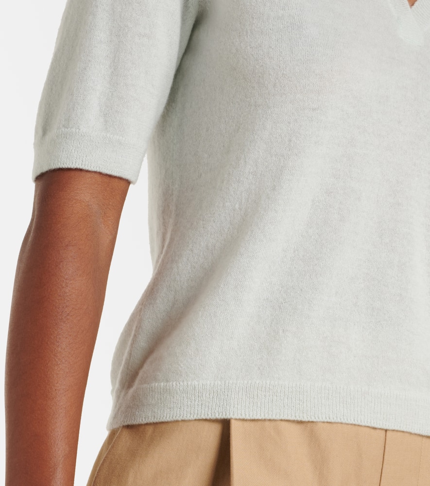 Vince Cashmere And Silk Polo Shirt In Green