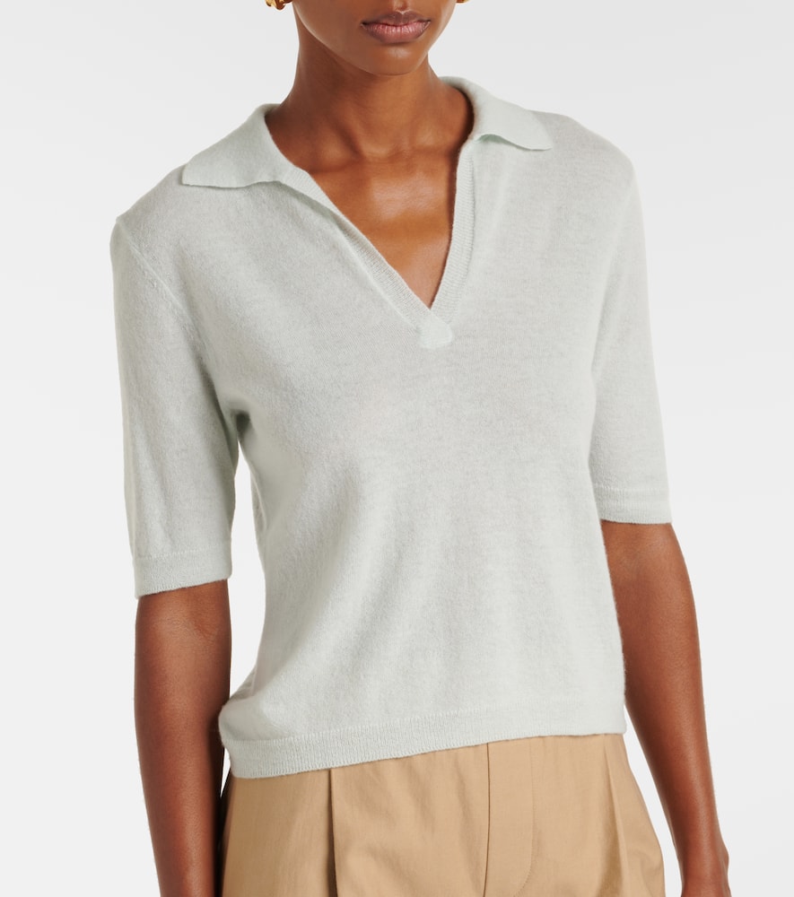 Vince Cashmere And Silk Polo Shirt In Green