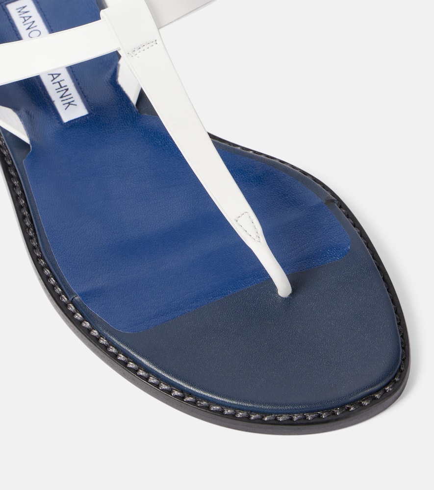Manolo Blahnik Hata Leather Thong Sandals In Red