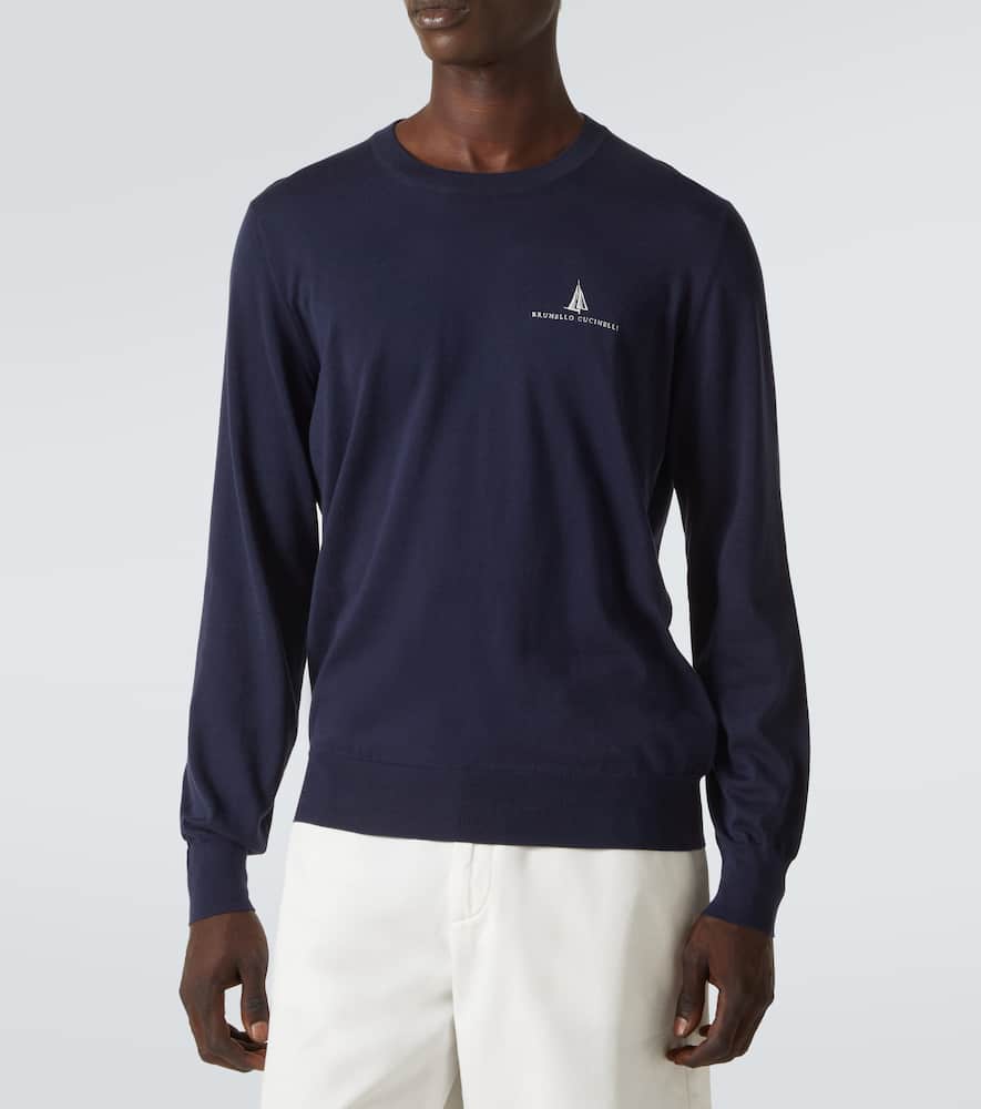 Brunello Cucinelli Cotton Sweater In Blue