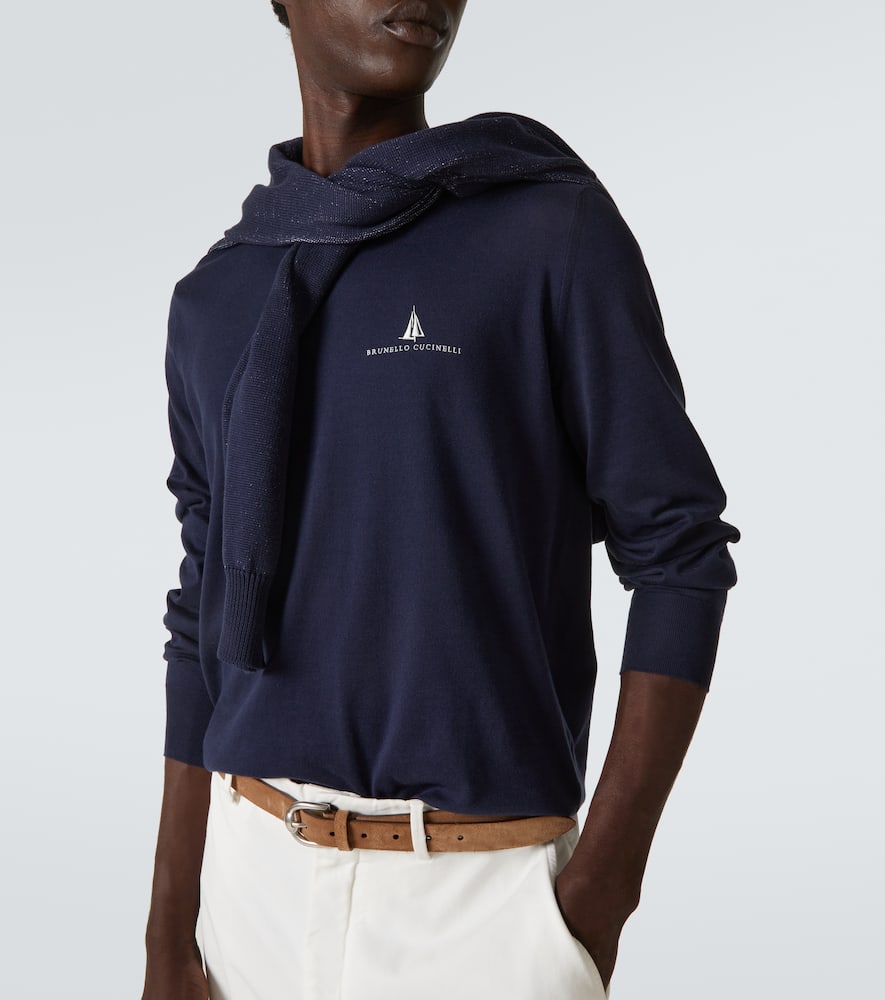Brunello Cucinelli Cotton Sweater In Blue
