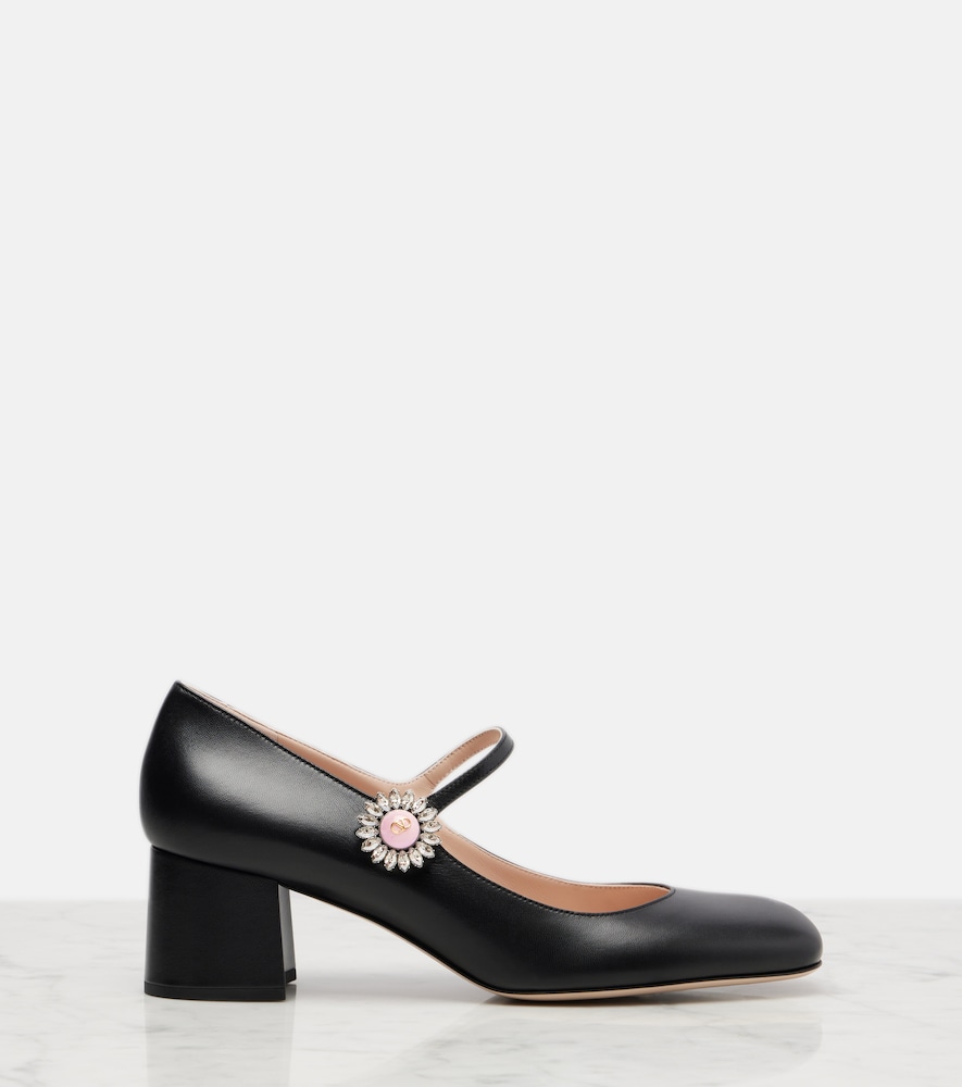 Garavani Daisy Jewel 55 Leather Mary Jane Pumps