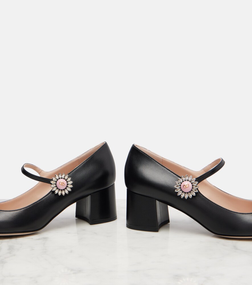 Garavani Daisy Jewel 55 Leather Mary Jane Pumps