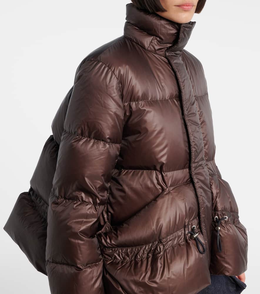 Sacai Technical Down Jacket In Brown
