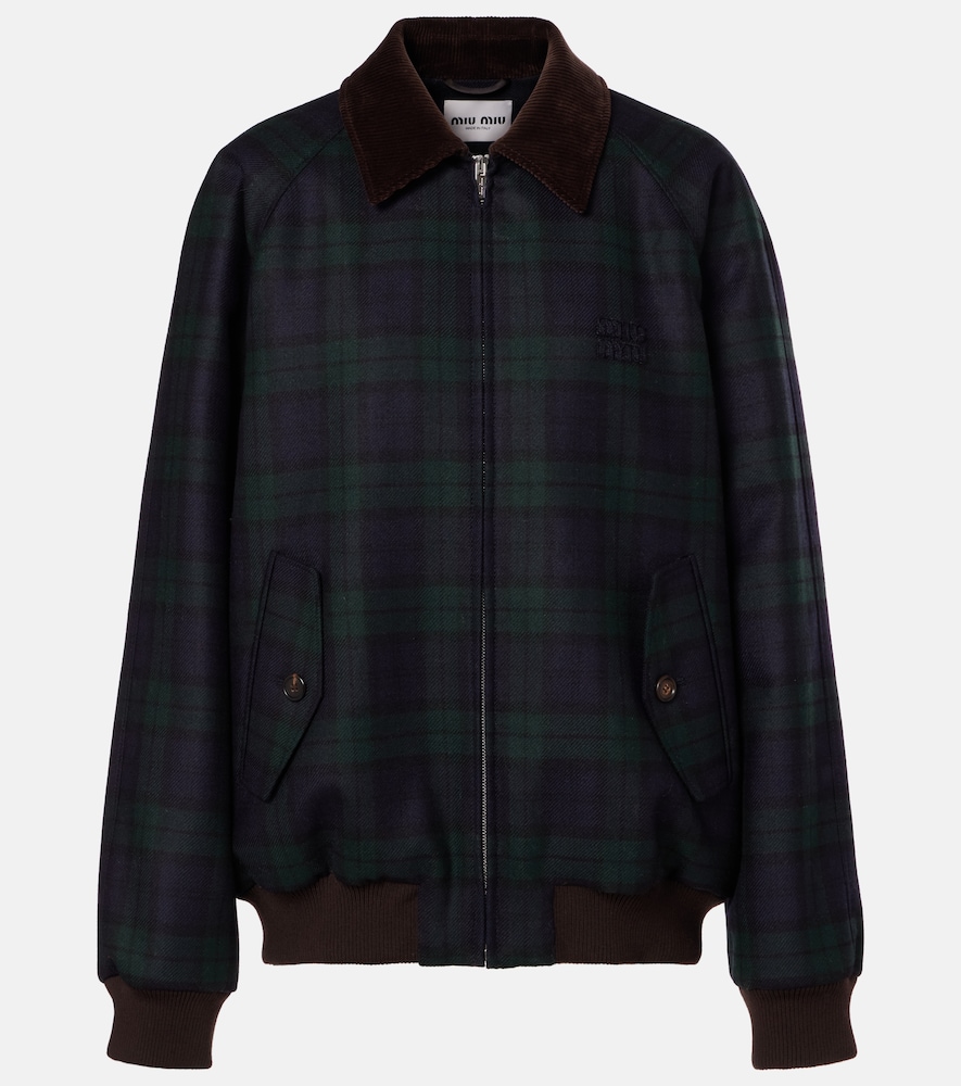 Miu Miu Plaid virgin wool twill blouson jacket