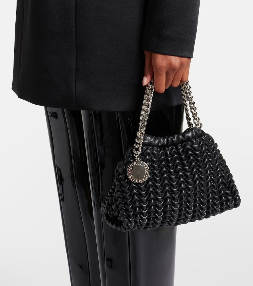 Stella Mccartney Falabella Small Woven Shoulder Bag In Black