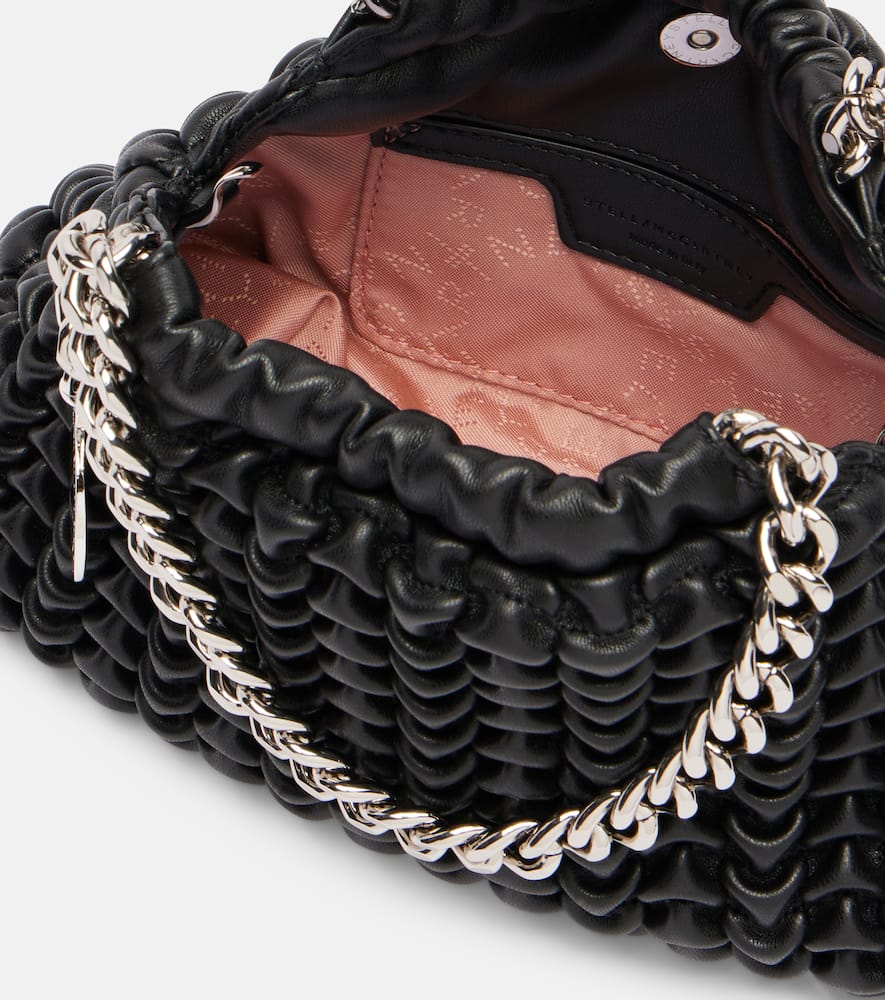 Stella Mccartney Falabella Small Woven Shoulder Bag In Black